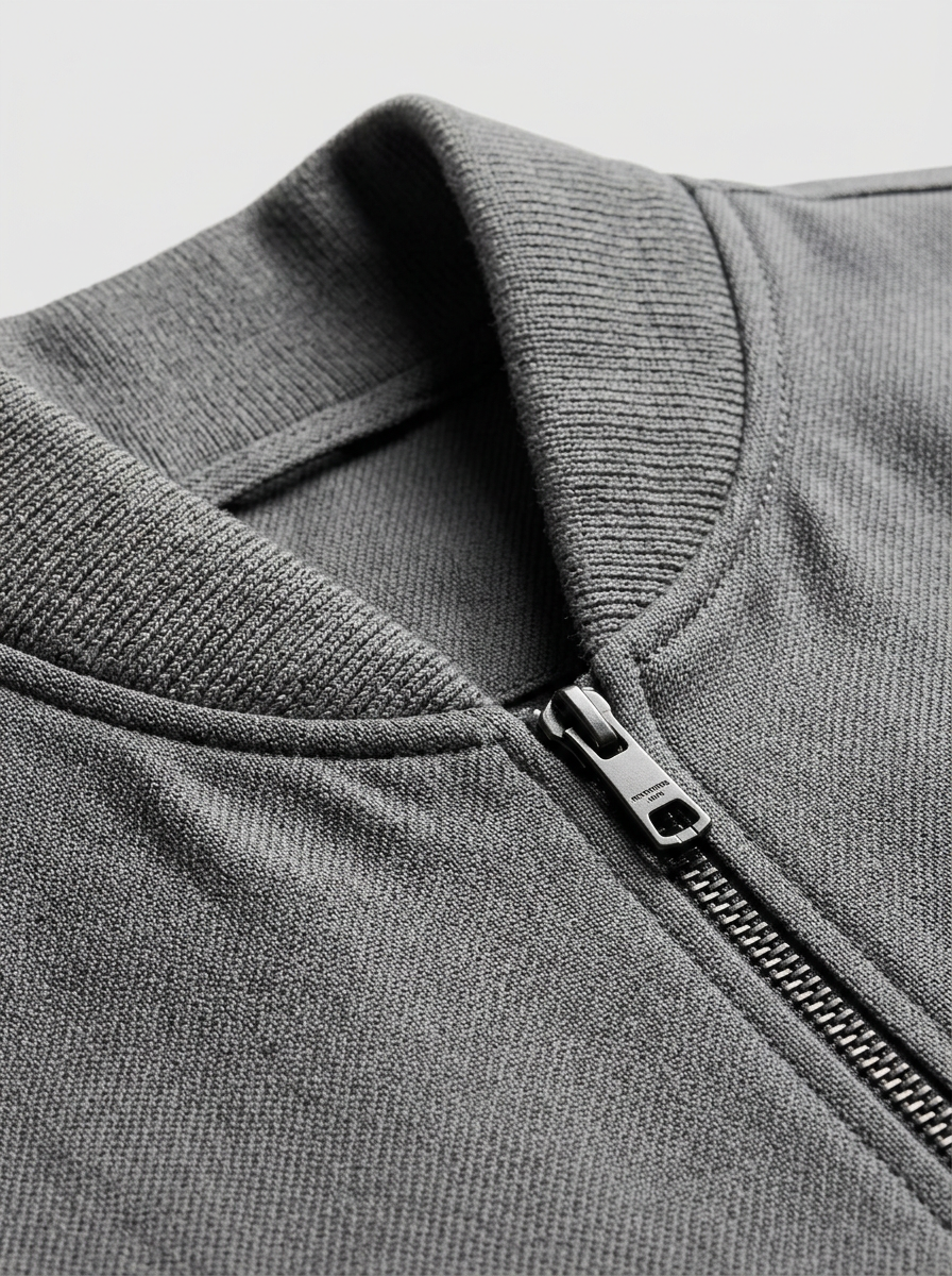 Men's Structured Woven Bomber Jacket with Ribbed Trim