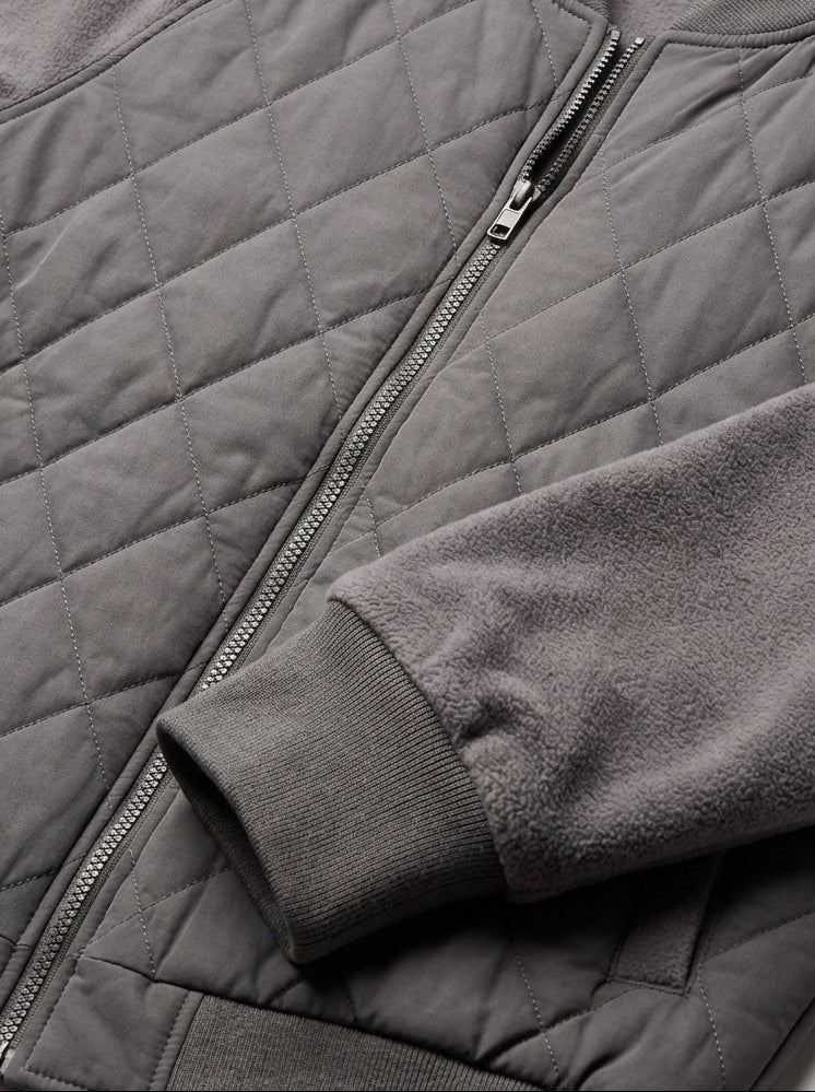 Men's Fleece Sleeve Quilted Bomber Jacket